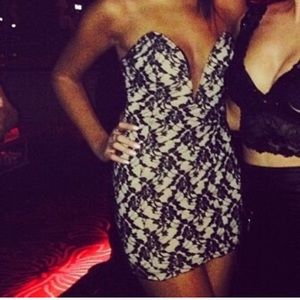 Hot Miami Styles black and nude dress.